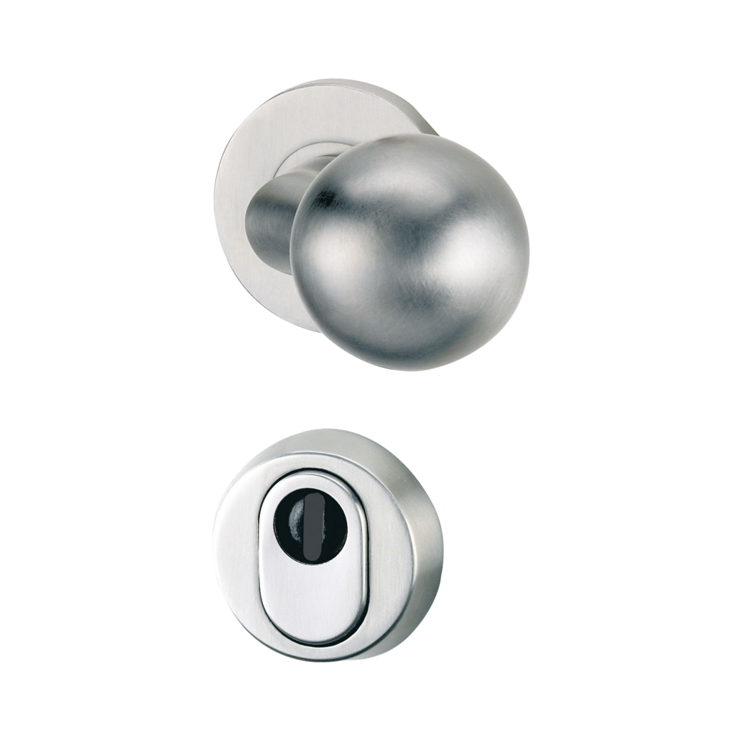 security rose set with knob R3 cylinder cover 38-50mm brushed steel handle R3