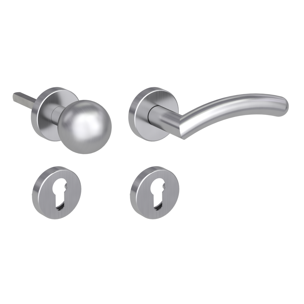 knob handle rose set SAVIA clip on cl3 rose set round knob R4 brushed steel R