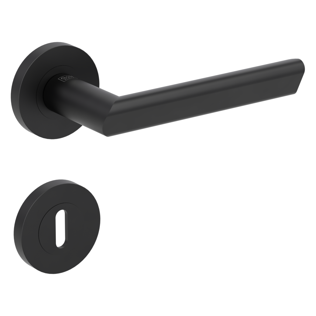 TRI 134 door handle set Screw-on system GK3 round escutcheons Cipher bit graphite black