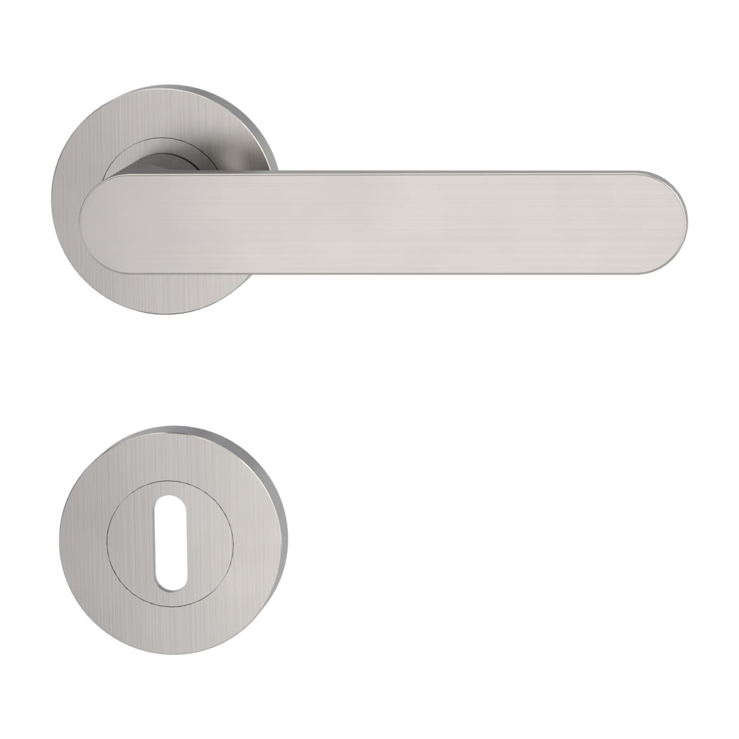 AVUS door handle set Screw-on system GK4 round escutcheons Cipher bit velvet grey