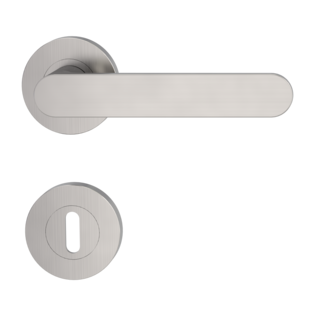 Isolated product image in perfect product view shows the GRIFFWERK rose set AVUS in the version mortice lock - velvet grey - screw on technique