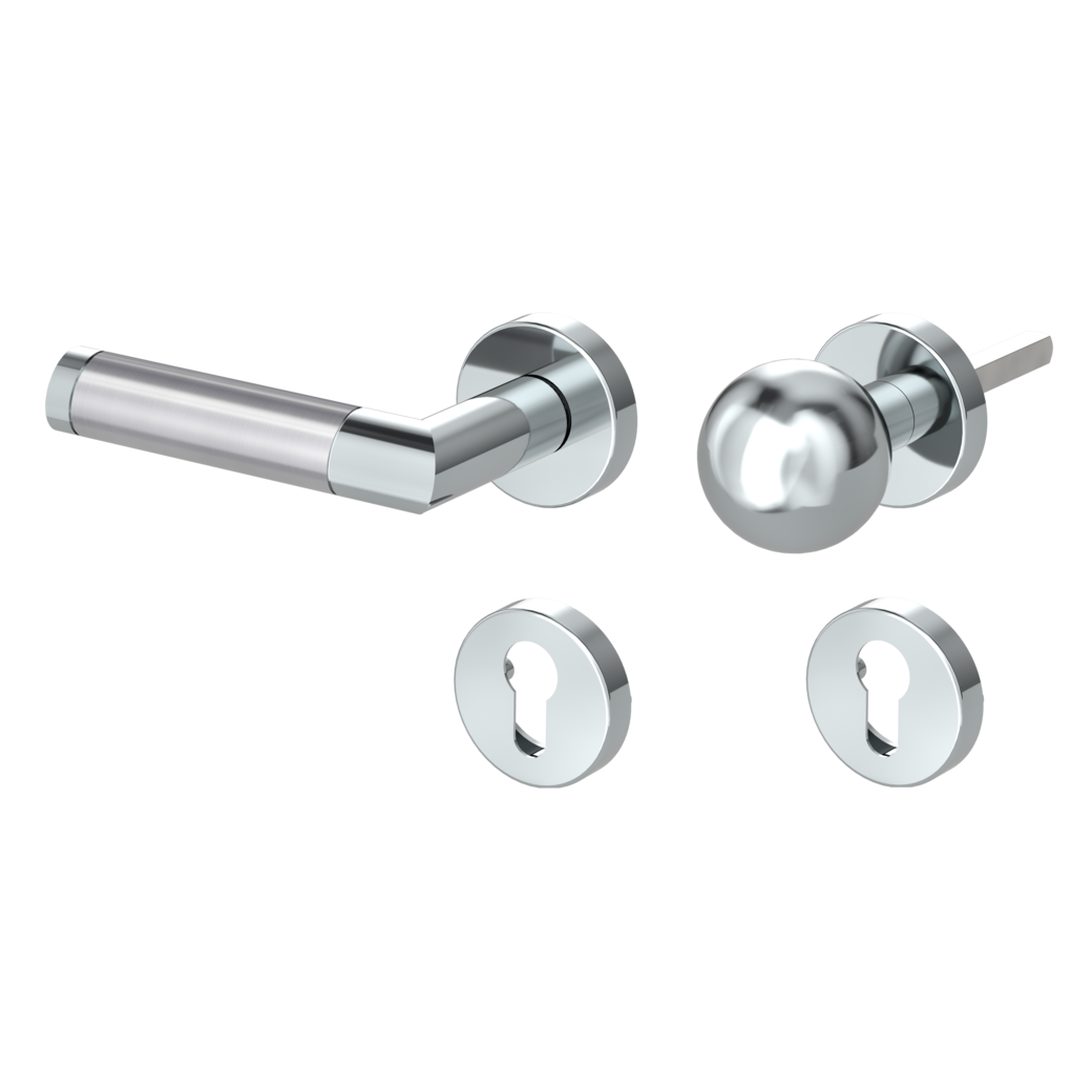 knob handle rose set CHRISTINA clip on cl3 rose set round knob R4 polished/brushed steel L