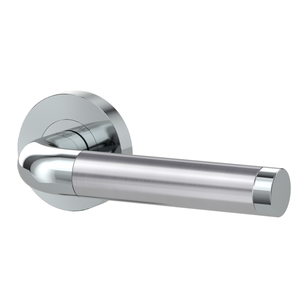 door handle set SIMONA screw on cl4 rose set round OS chrome/brushed steel