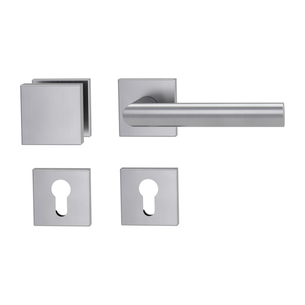 knob handle rose set OVIDA QUATTRO clip on cl3 rose set square knob SQUARE brushed steel R