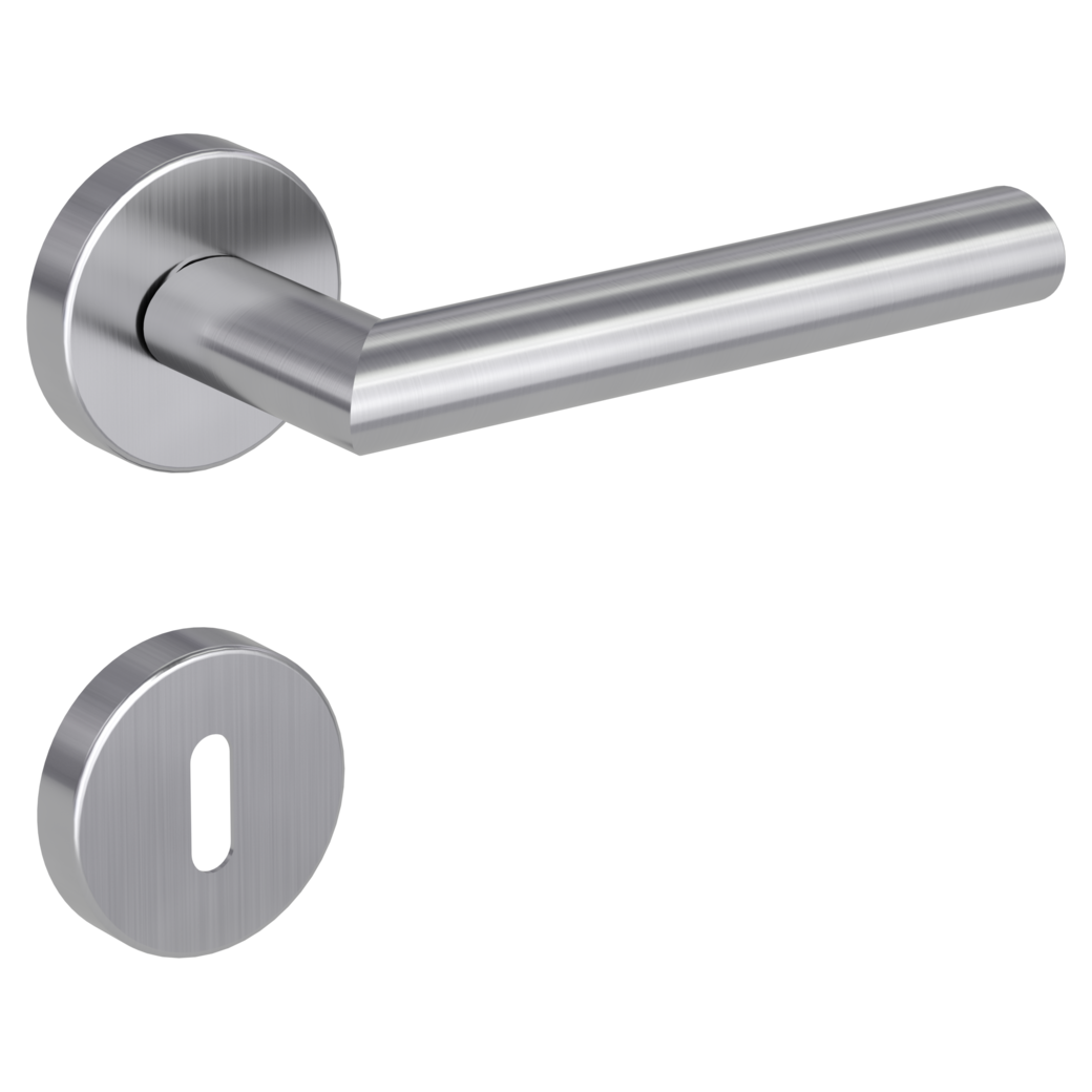 door handle set VIVIA clip on cl3 rose set round mortice lock brushed steel