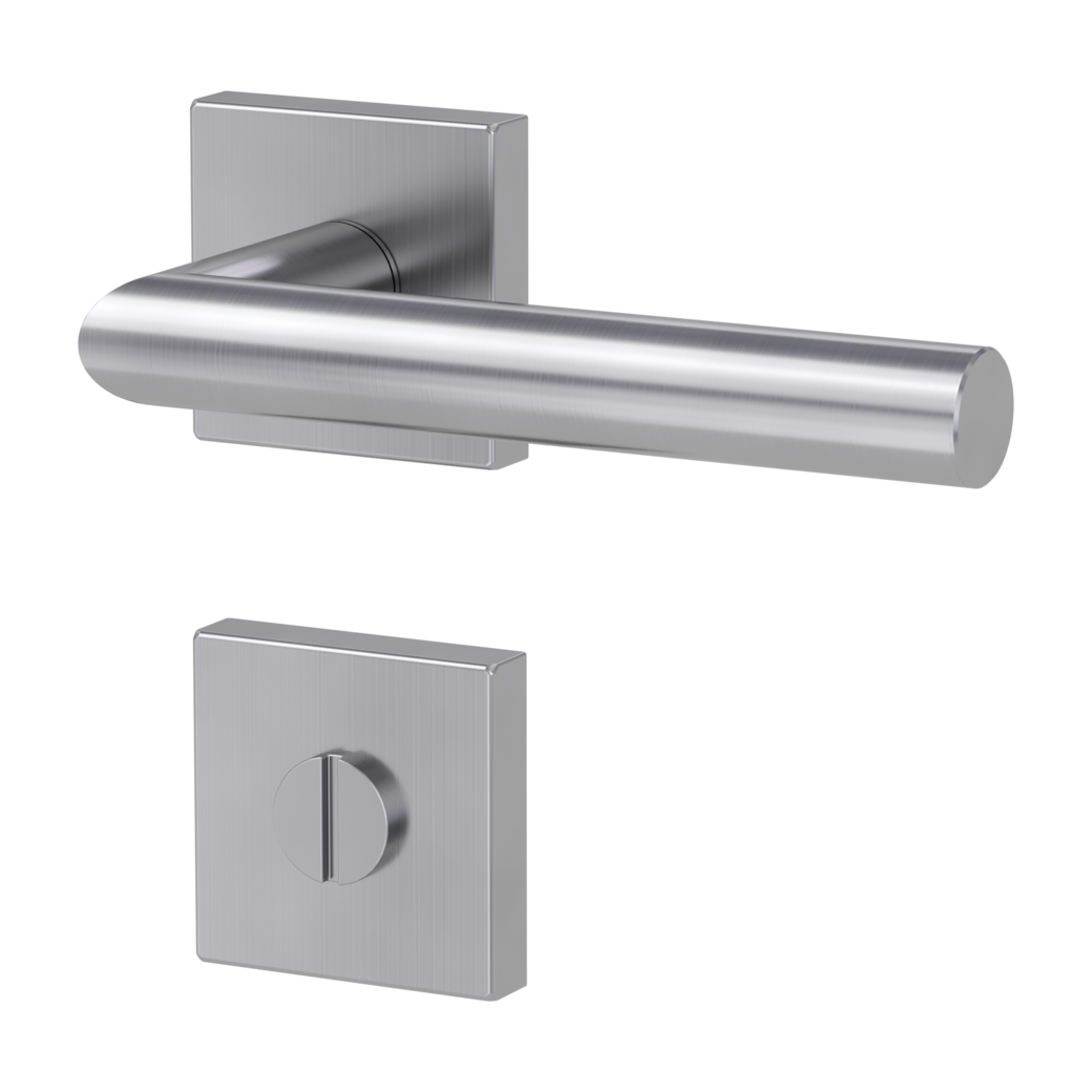 door handle set LUCIA SQUARE clip on cl3 rose set square wc brushed steel