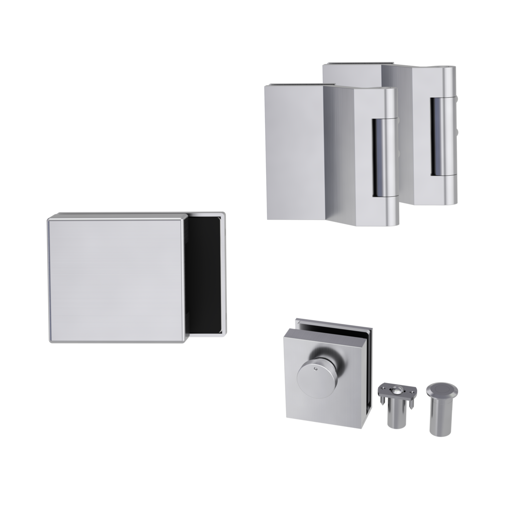 strike box set PURISTO S incl. door catch, door holder, magnet latch studio/office satin stainless steel