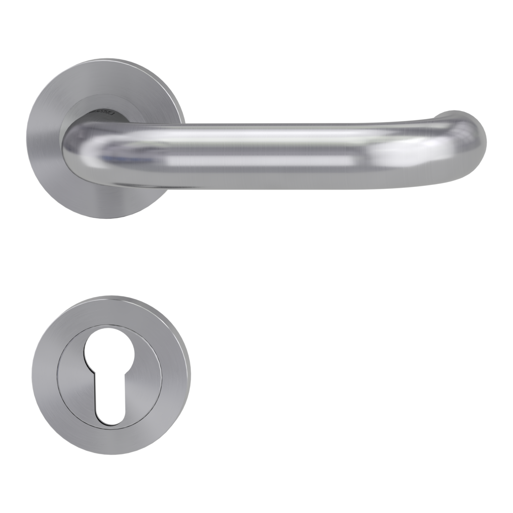 door handle set ALESSIA PROF screw on cl3 rose set round euro profile brushed steel