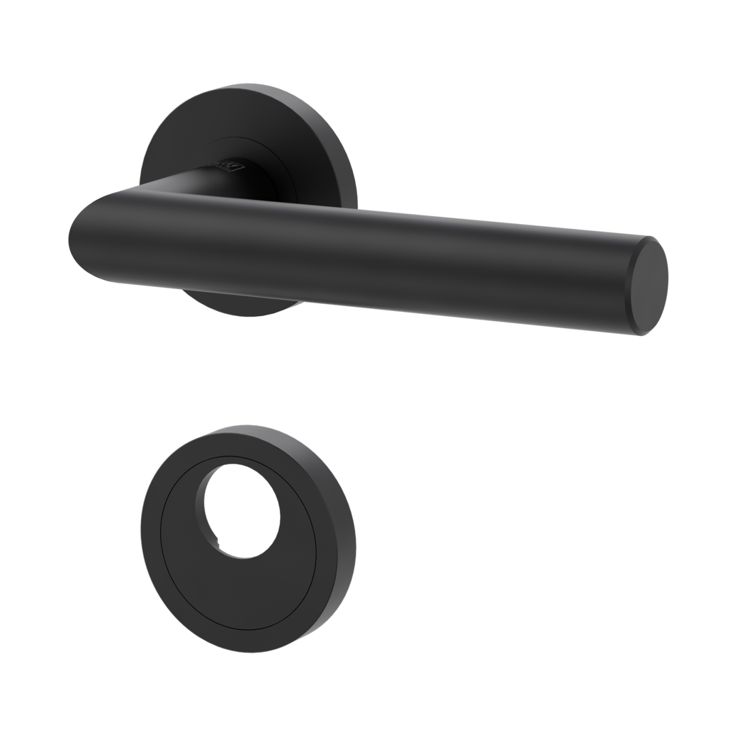 door handle set LUCIA PROF screw on cl3 rose set round swiss profile graphite black