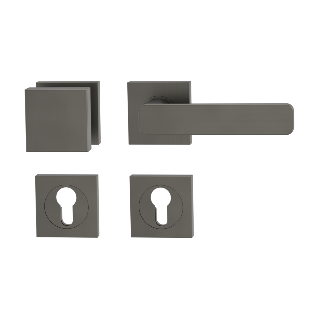 MINIMAL MODERN alternate set Screw-on sys.GK4 straight-edged escut. Knob SQUARE 34-45mm cashmere grey R