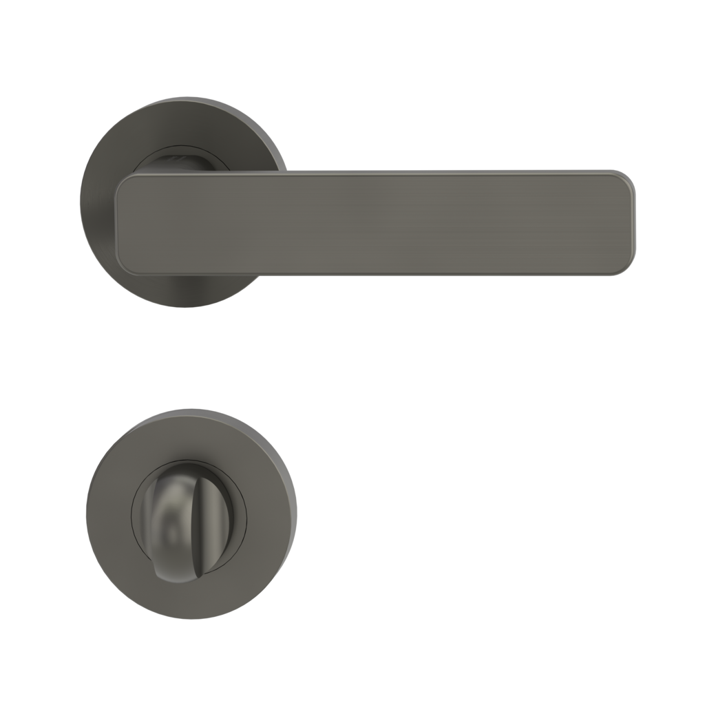 MINIMAL MODERN door handle set Screw-on system GK4 round escutcheons WC cashmere grey