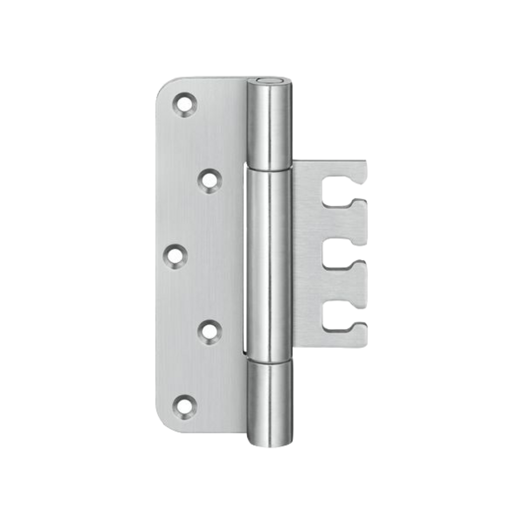hinge pair incl. hinge frame parts rebated doors milling wooden/steel frame brushed steel