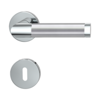 Isolated product image in perfect product view shows the GRIFFWERK rose set CHRISTINA in the version mortice lock - polished/brushed steel - clip on technique
