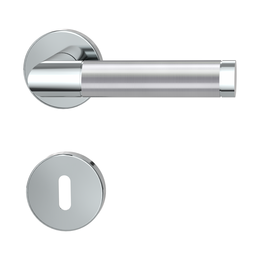 door handle set CHRISTINA clip on cl3 rose set round mortice lock polished/brushed steel