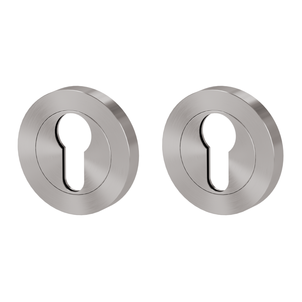 Pair of escutcheons zinc round profile cylinder Screw-on system velvet grey