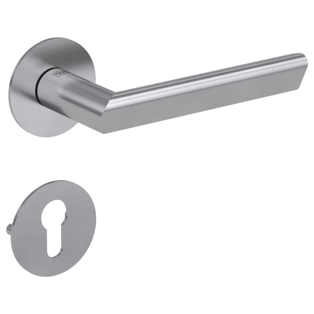 door handle set TRI 134 flat rose rose set round euro profile brushed steel