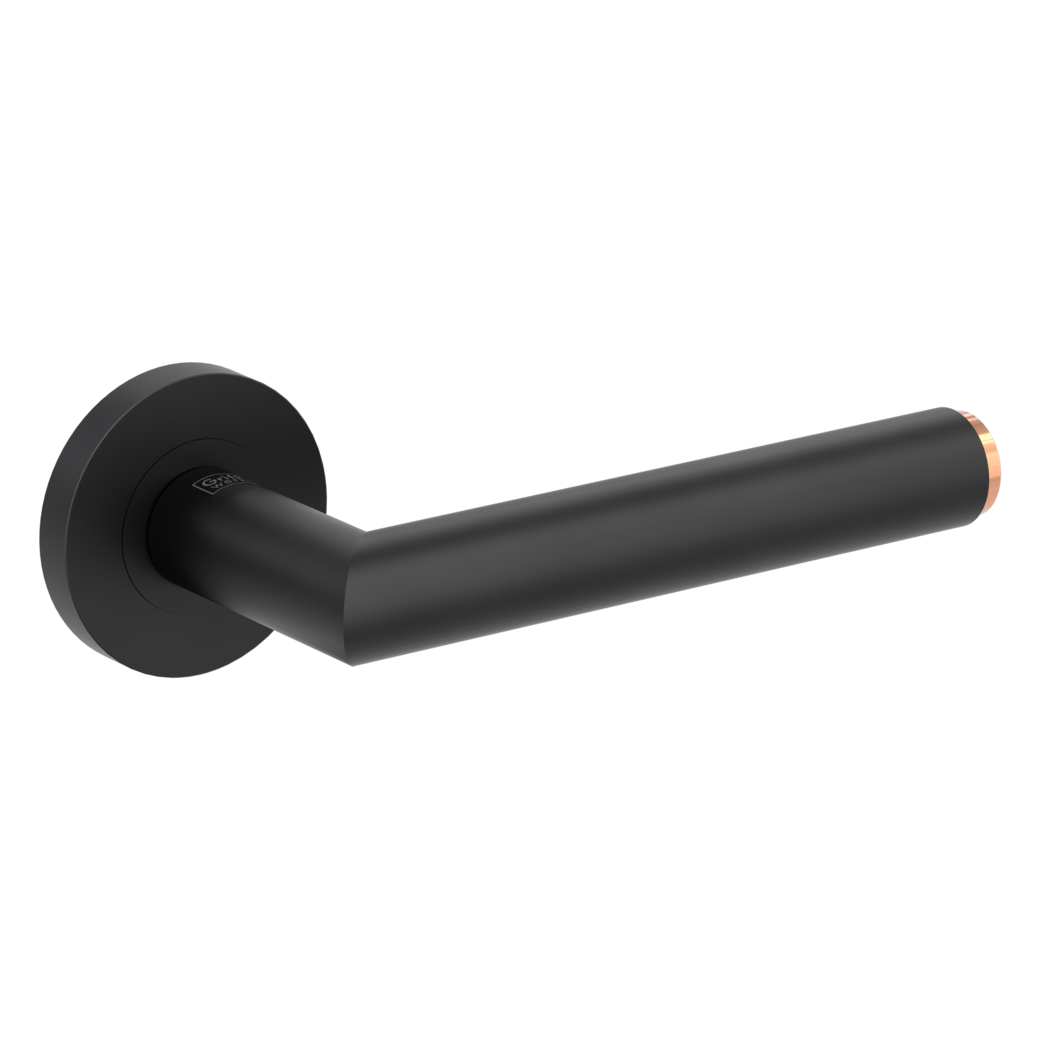 door handle set LUCIA SELECT screw on cl3 rose set round OS graphite black/copper