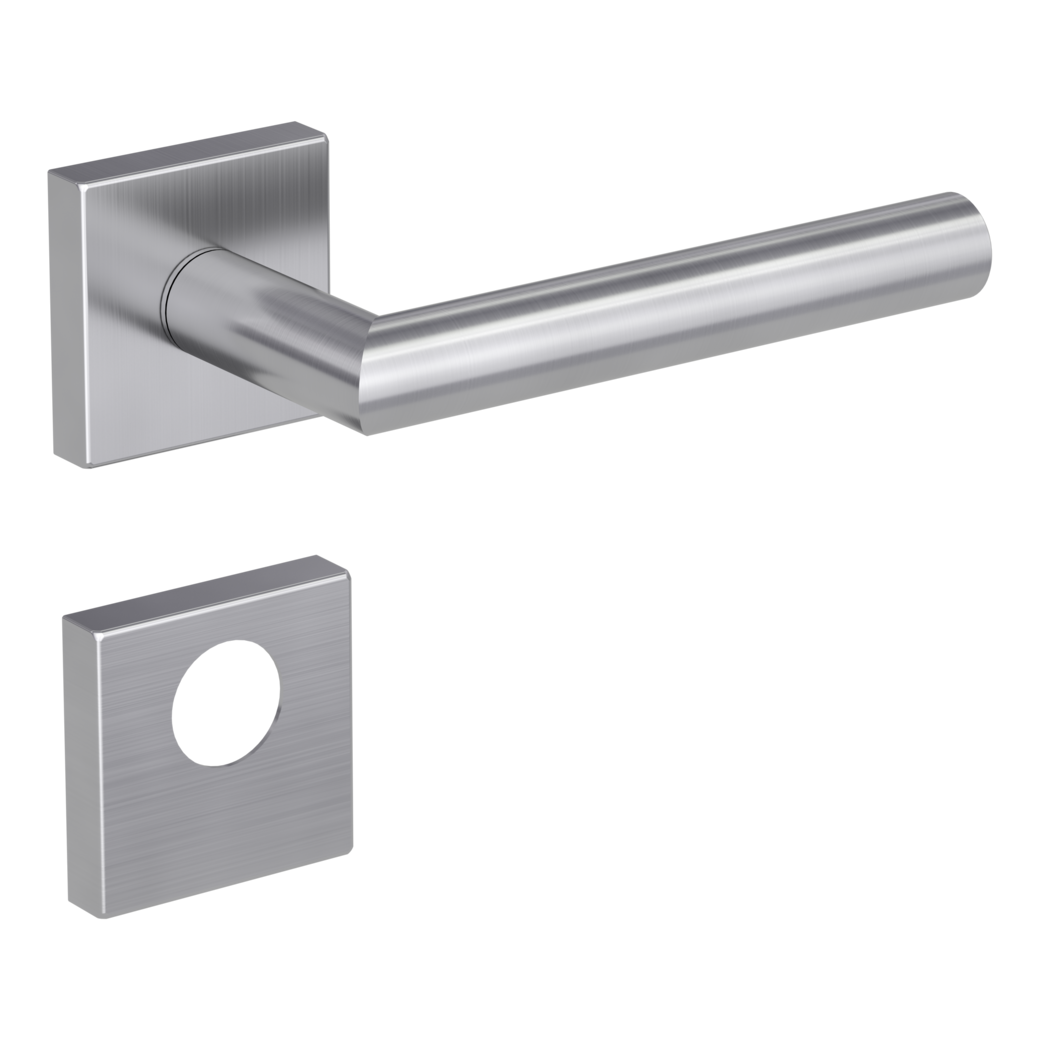 door handle set LUCIA SQUARE clip on cl3 rose set square swiss profile brushed steel