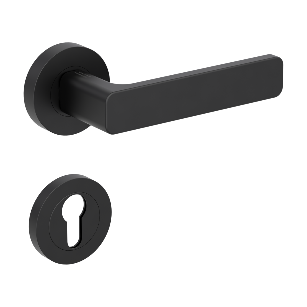 door handle set MINIMAL MODERN screw on cl4 rose set round euro profile graphite black