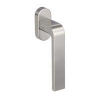 Silhouette product image in perfect product view shows the Griffwerk window handle GRAPH in the version unlockable, velvety grey