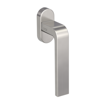Silhouette product image in perfect product view shows the Griffwerk window handle GRAPH in the version unlockable, velvety grey