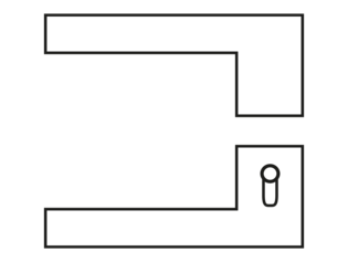 Die Abbildung zeigt eine technische Zeichnung eines linken Smart2lock Griffs der One Serie in der Ansicht von oben.