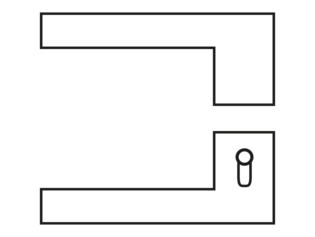 Griffwerk One handle Smart2lock left The figure shows a technical drawing of a left Smart2lock handle of the One series in the top view.