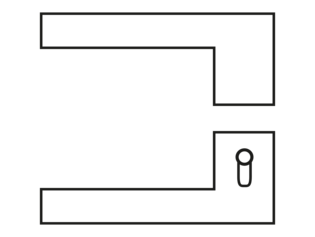 The figure shows a technical drawing of a left Smart2lock handle of the One series in the top view.