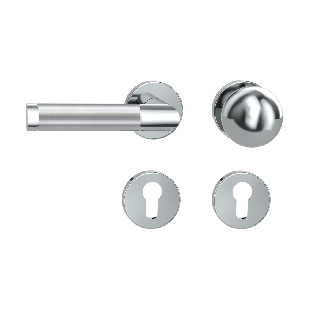 knob handle rose set CHRISTINA clip on cl3 rose set round knob R4 polished/brushed steel L