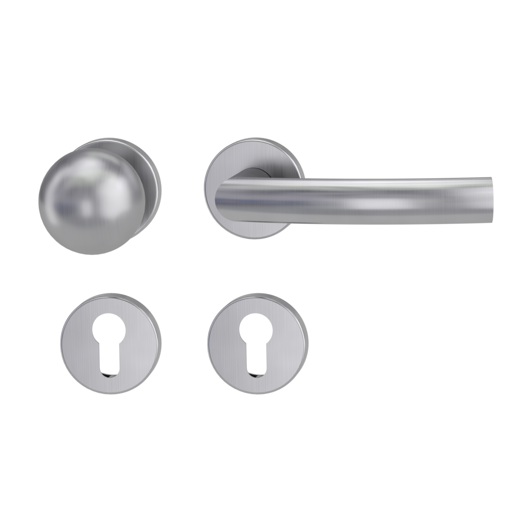 knob handle rose set LORITA clip on cl3 rose set round knob R4 brushed steel R