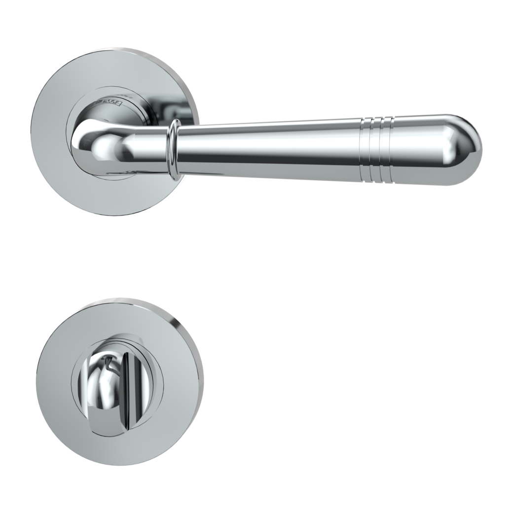 FABIA door handle set Screw-on system GK4 round escutcheons WC chrome