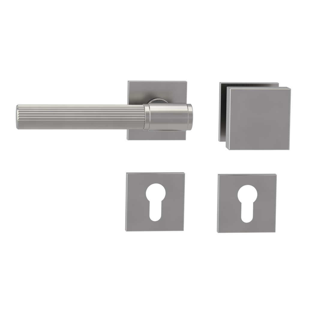 VAYA 136 ARIS alternate set Fast2Fix straight-edged escutcheons knob SQUARE velvet grey L VAYA 136 ARIS alternate set Fast2Fix straight-edged escutcheons knob SQUARE velvet grey L