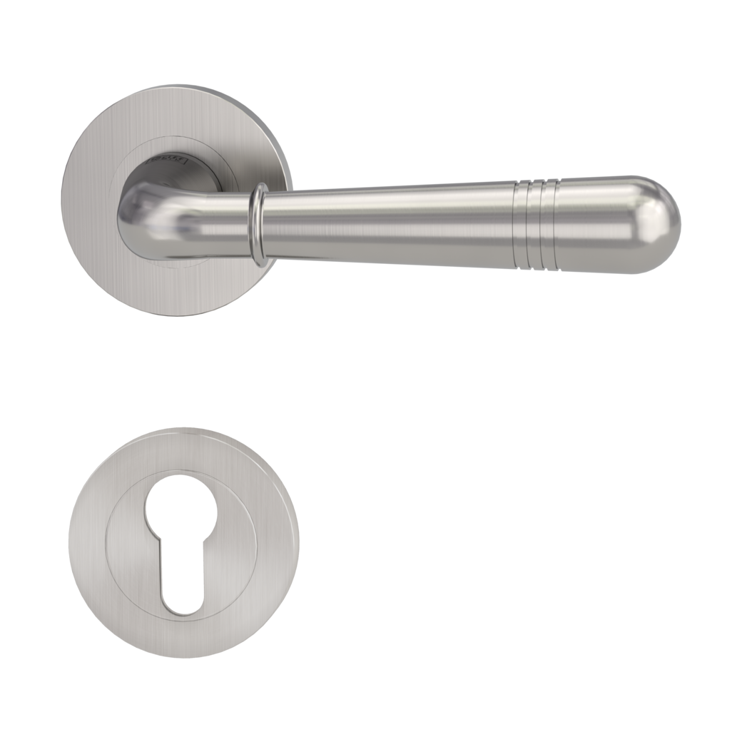 FABIA door handle set Screw-on system GK4 round escutcheons Profile cylinder velvet grey