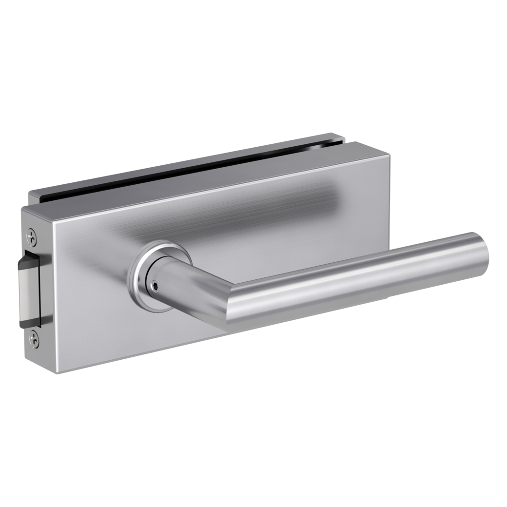 FABRICO glass door fitting set not lockable quiet 3-pc. hinges L-FORM ﻿satin stainless steel effect﻿