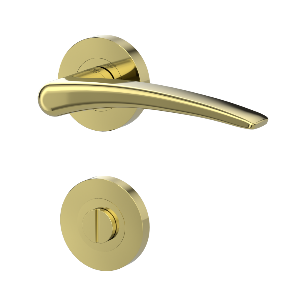 MARISA door handle set Screw-on system GK4 round escutcheons WC brass effect