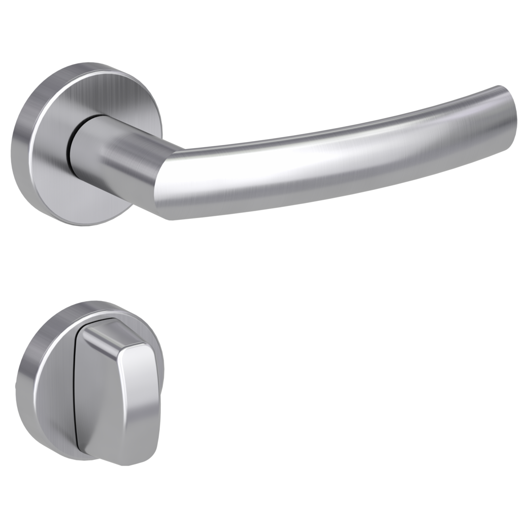 LORITA door handle set Clip-on system GK3 round escutcheons WC satin stainless steel