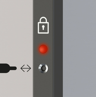 Notentriegelung mit Kugelschreiber - PLANEO smart2lock Schnelle und einfache Notentriegelung. Mit Panikfunktion: Notenriegelung auch rein mechanisch möglich.