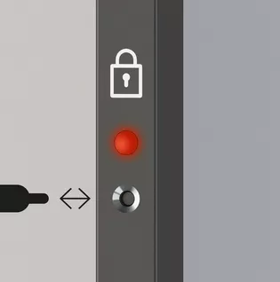 Notentriegelung mit Kugelschreiber - PLANEO smart2lock Schnelle und einfache Notentriegelung. Mit Panikfunktion: Notenriegelung auch rein mechanisch möglich.