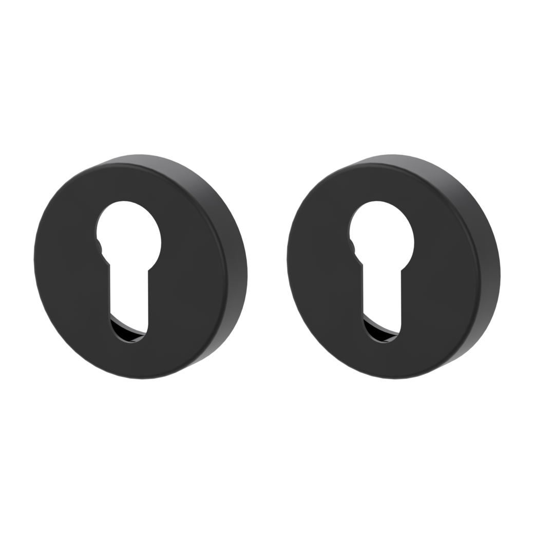 Pair of escutcheons round profile cylinder Clip-on system graphite black