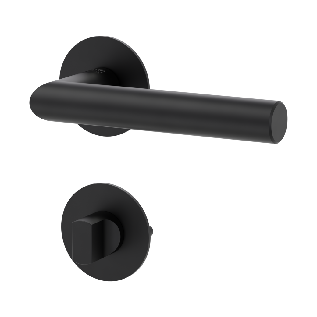 LUCIA PIATTA S door handle set Flat escutcheons round WC graphite black