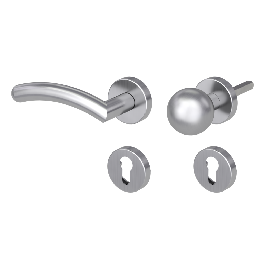 knob handle rose set SAVIA clip on cl3 rose set round knob R4 brushed steel L