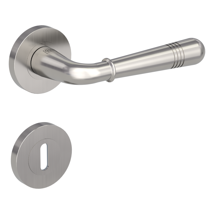 door handle set FABIA screw on cl4 rose set round mortice lock velvety grey