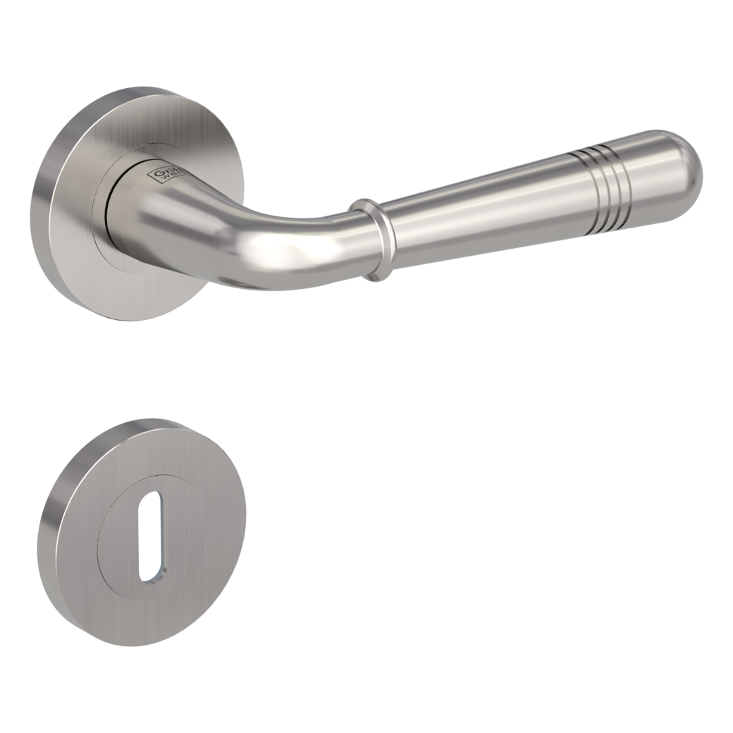 door handle set FABIA screw on cl4 rose set round mortice lock velvety grey