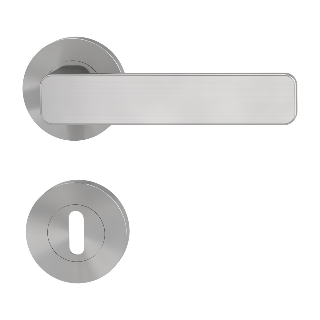 MINIMAL MODERN door handle set Screw-on system GK4 round escutcheons Cipher bit velvet grey