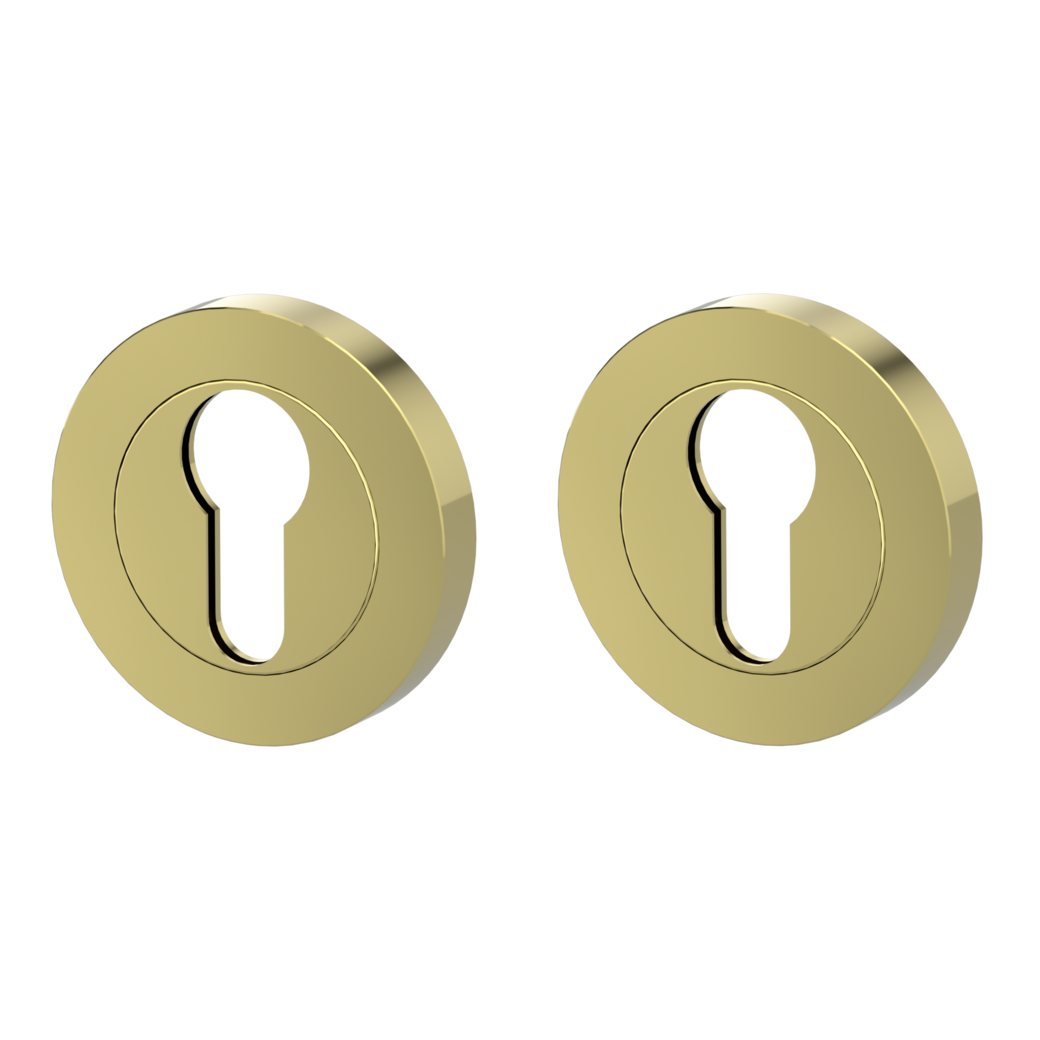 Pair of escutcheons zinc round profile cylinder Screw-on system brass effect