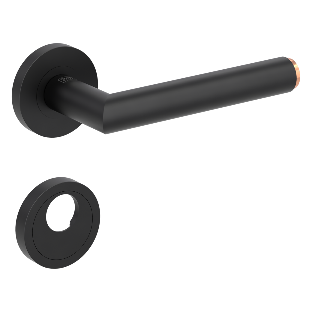 door handle set LUCIA SELECT screw on cl3 rose set round swiss profile graphite black/copper