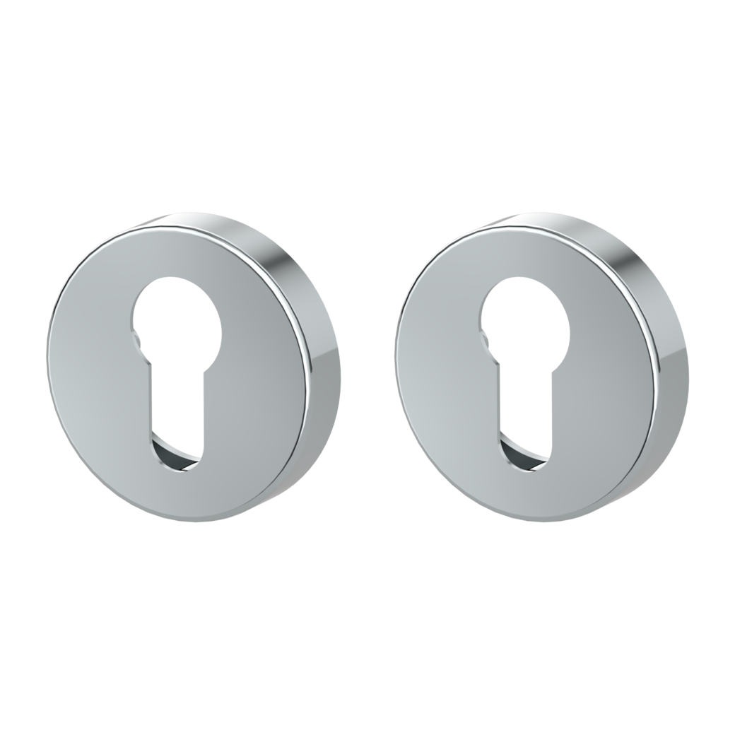 Pair of escutcheons round profile cylinder Clip-on system polished stainless steel