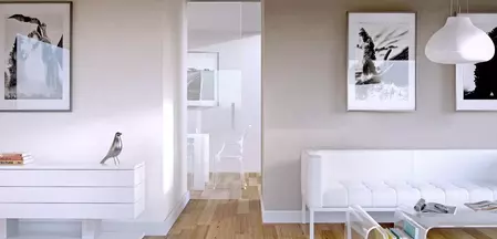 Die Abbildung zeigt einen Wohnraum mit einer Glasschiebetür.