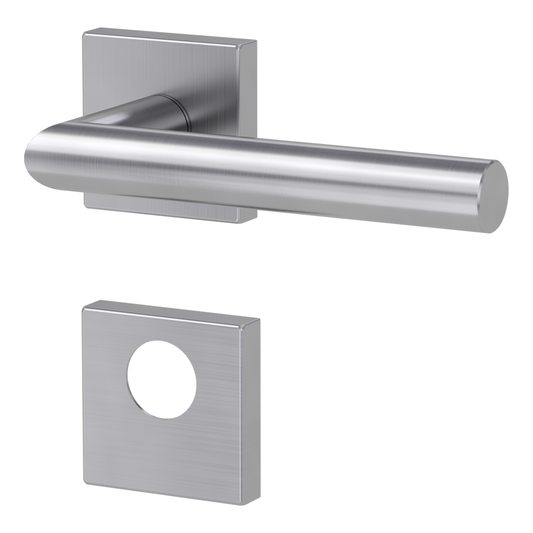 door handle set LUCIA SQUARE clip on cl3 rose set square swiss profile brushed steel