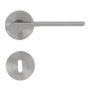 Isolated product image in perfect product view shows the GRIFFWERK rose set LEAF LIGHT in the version mortice lock - velvet grey - screw on technique